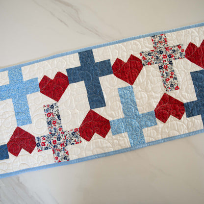 God Bless America Crosses and Hearts Quilted Table Runner Kit