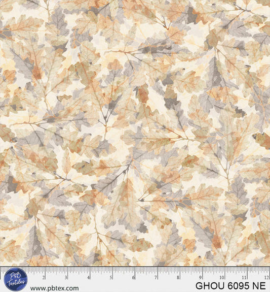 Golden Hour Natural Scattered Leaves Cotton 44/45 Fabric Per Yard