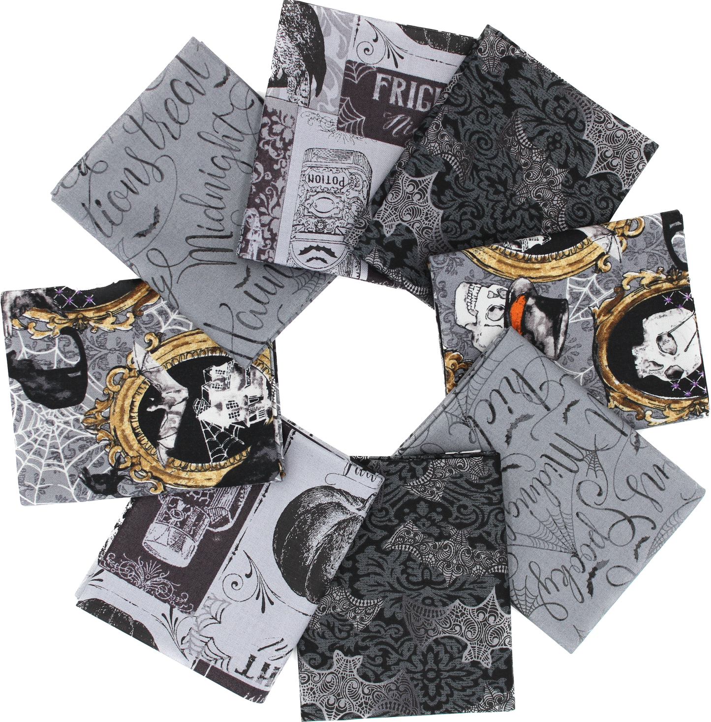 Halloween Themed Fat Quarter Bundle - 8 pack (Mystery Manor)