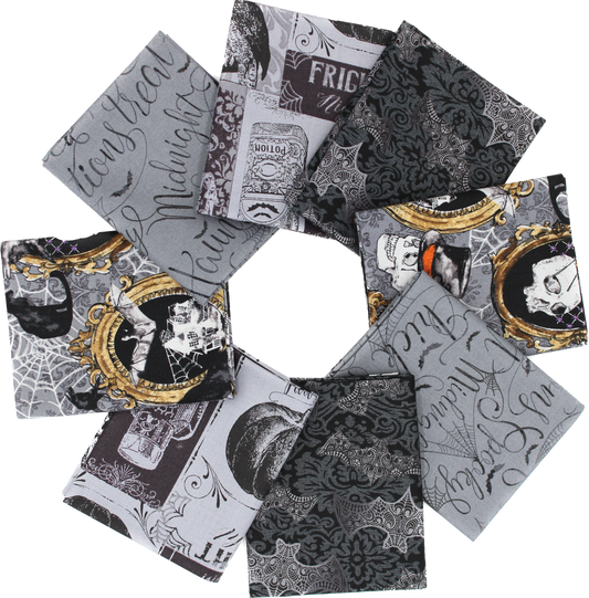 Halloween Themed Fat Quarter Bundle - 8 pack (Mystery Manor)