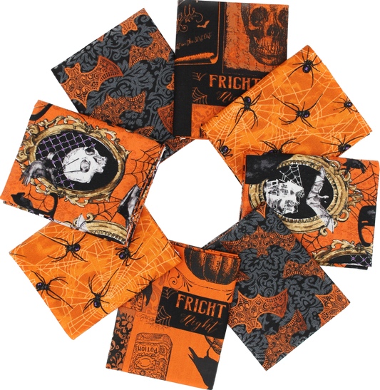 Halloween Themed Fat Quarter Bundle - 8 pack (Mystery Manor)