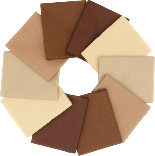 Supreme Solids - Fat Quarter Bundle - 10 pack (Shades of Brown)