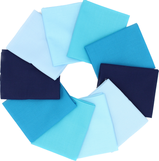 Supreme Solids - Fat Quarter Bundle - 10 pack (Shades of Blue)