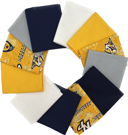 Nashville Predators - Fat Quarter Bundle - 12 pack (Navy & Gold)