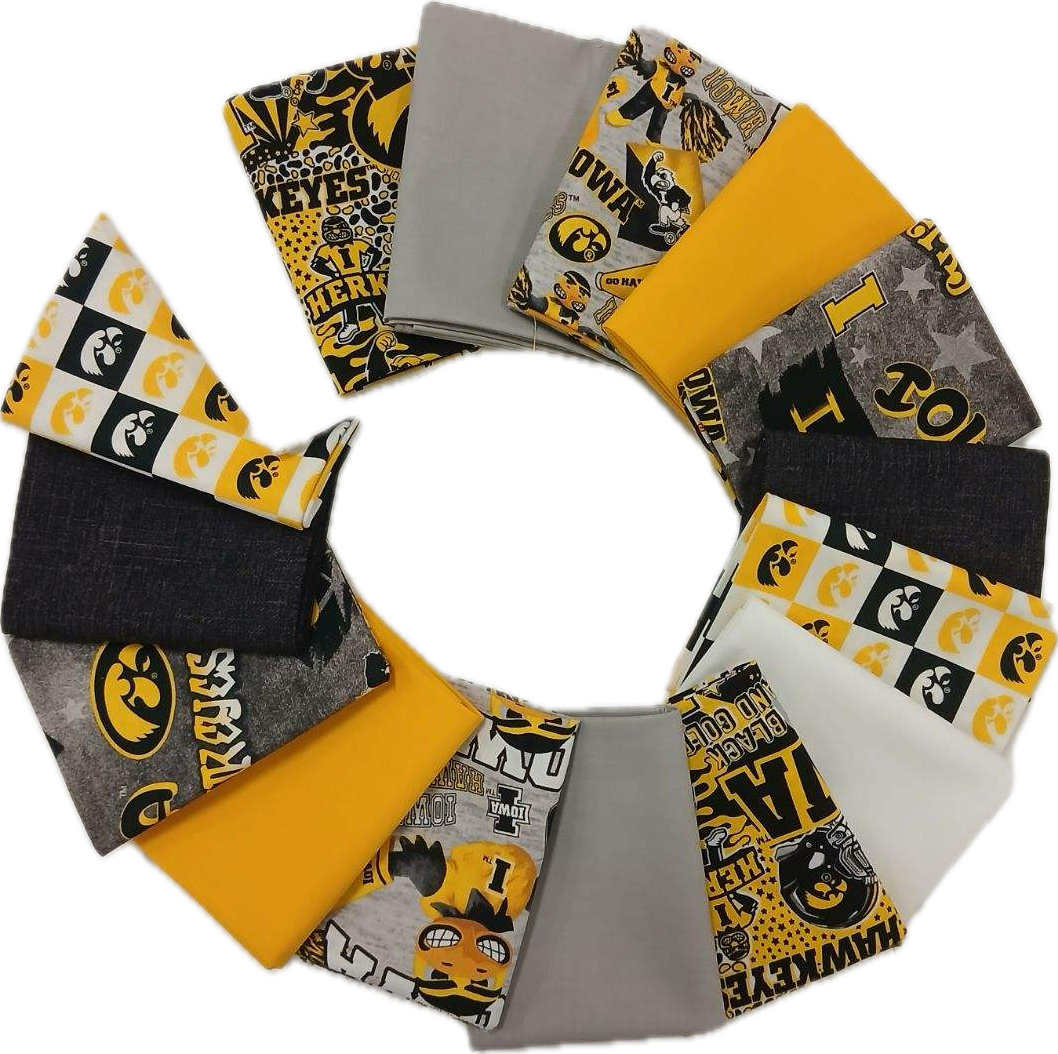 Iowa Hawkeyes - Fat Quarter Bundle - 20 pack (Black & Gold)