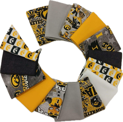 Iowa Hawkeyes - Fat Quarter Bundle - 20 pack (Black & Gold)