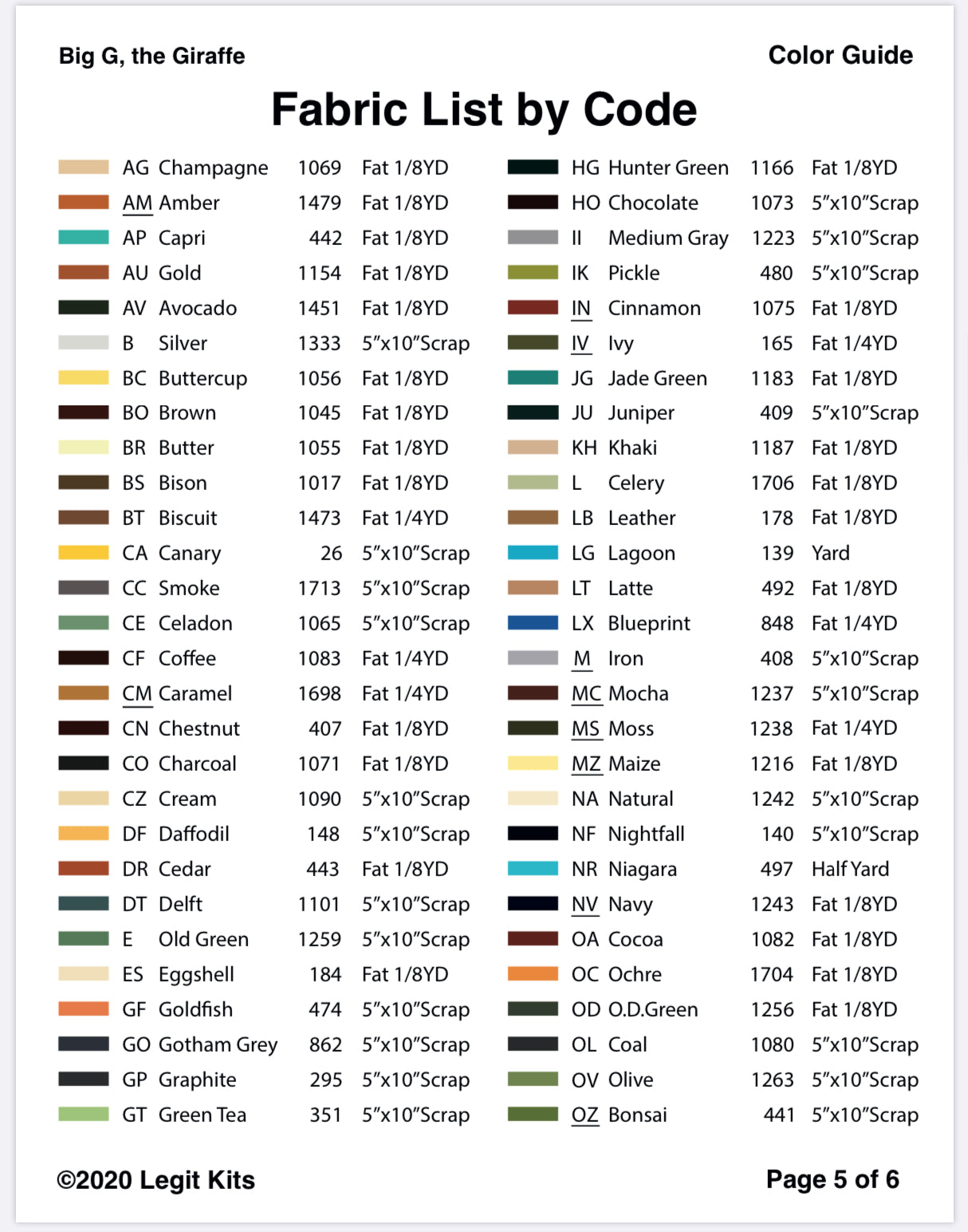 Big G the Giraffe Pattern