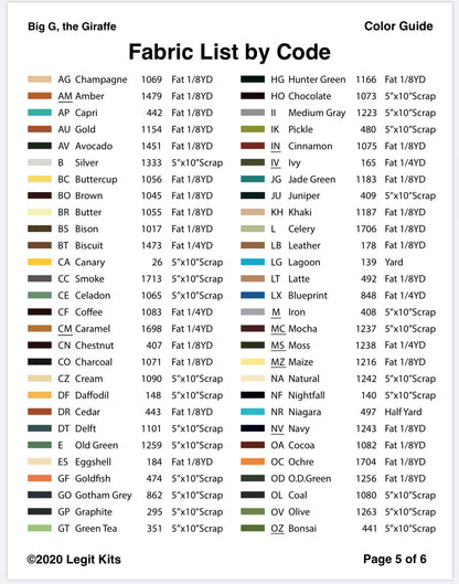 Big G the Giraffe Pattern