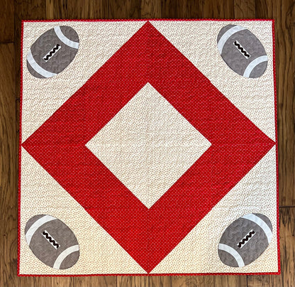 Football Table Topper or Lap Quilt Pattern - Paper Print Version