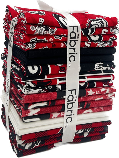 Georgia Bulldogs - Fat Quarter Bundle - 20 pack (Red & Black)