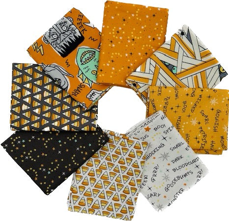 Halloween Themed Fat Quarter Bundle - 8 pack (Creature Feature)