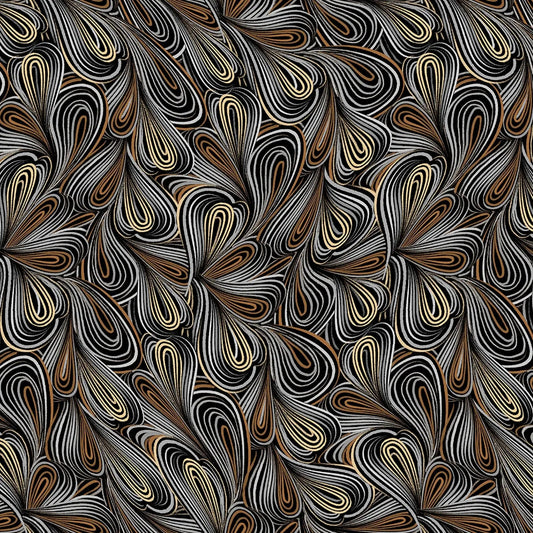 Brown Multi Color Flow Cotton Wideback Fabric per yard