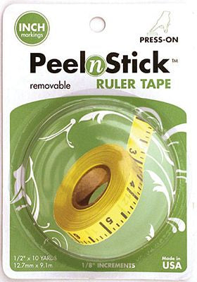 PeelnStick Removable Ruler Tape 1/2 in x 10 yd