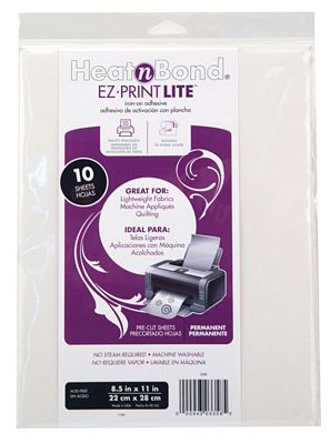 HeatnBond EZ Print Lite Fusible Adhesive Sheets 8.5 in x 11 in 10 Pack
