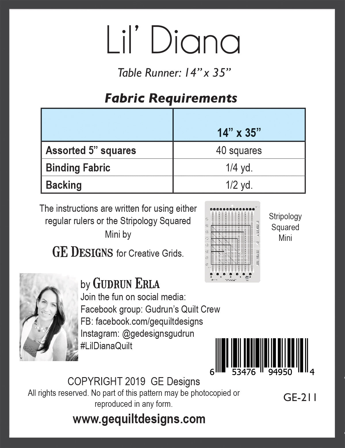 Lil' Diana - Table runner pattern 211