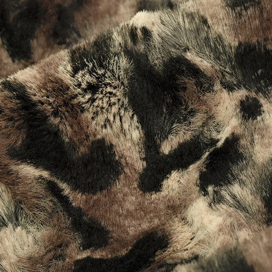 Taupe/Black Luxe Cuddle Bobcat 52"/57" Fabric per yard