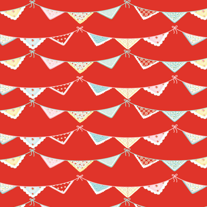 Market Day - Bunting Print - Red