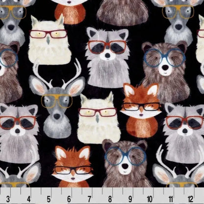 Multi Black Nature Nerds Digital Cuddle Black Fabric per yard