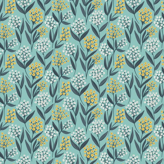 Painted Blossoms - Barely Buds - Teal (3-Yard Pack)