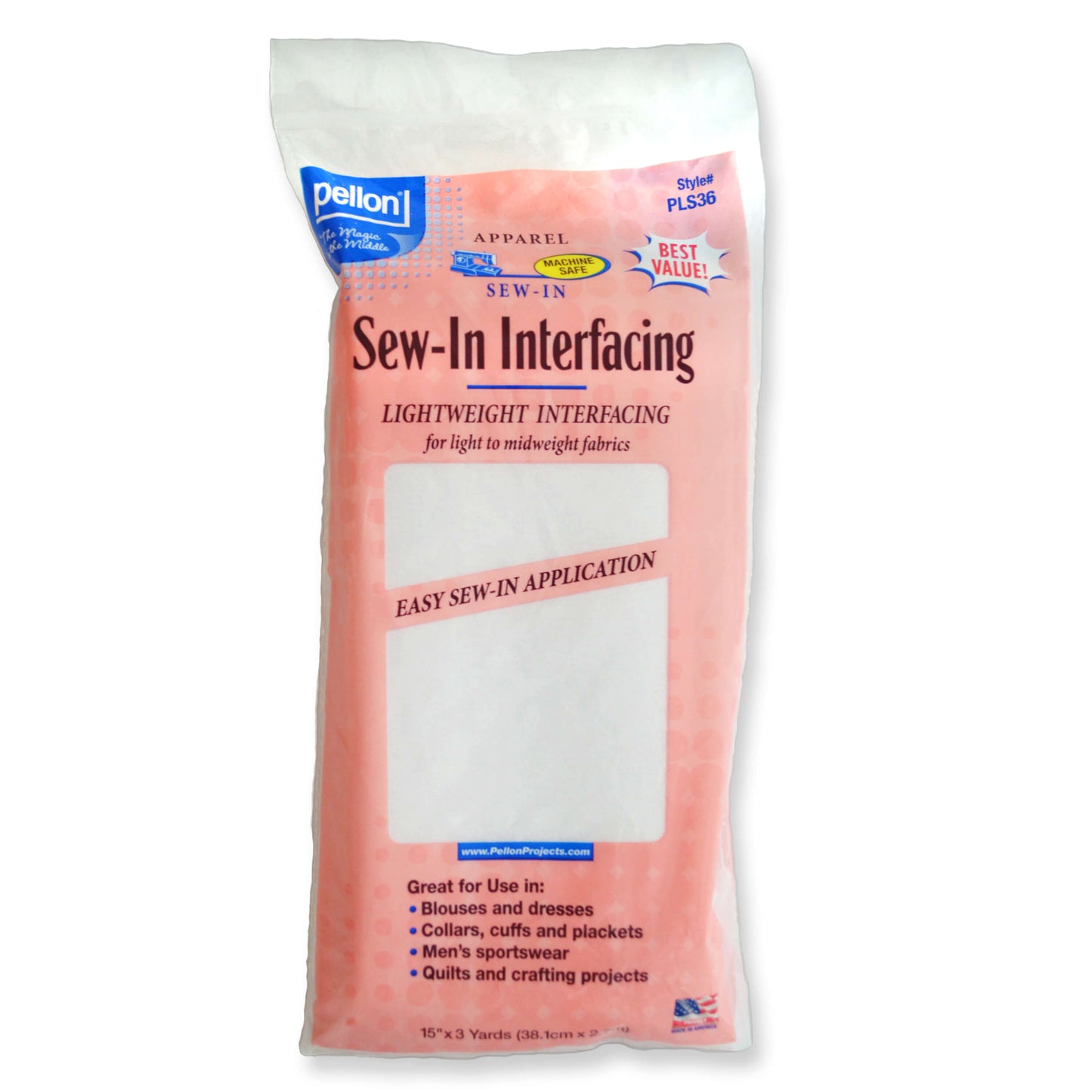 Pellon® Lightweight Sew-In Interfacing – 15" x 3 Yard Package – White