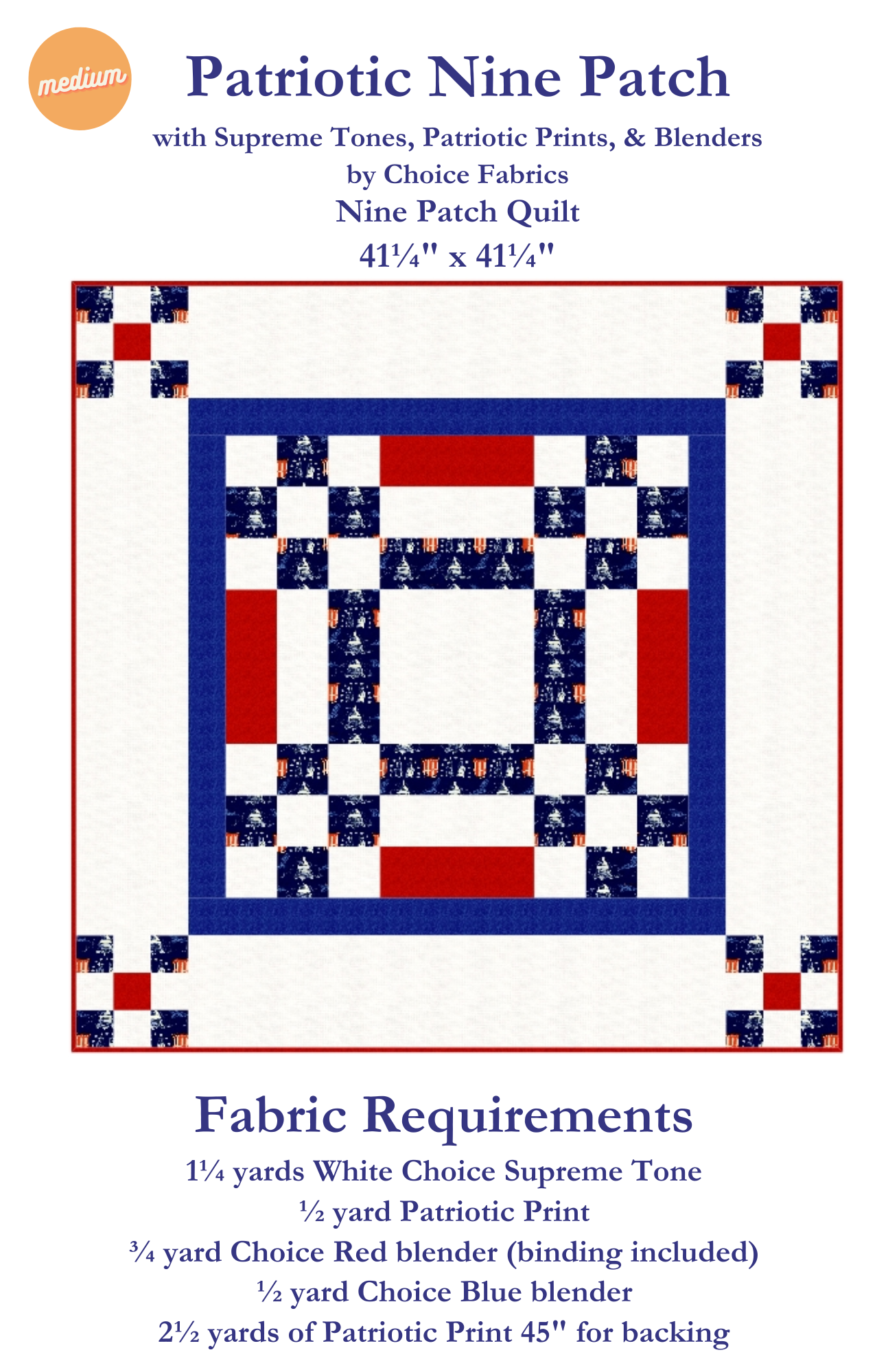 Patriotic Nine Patch - Quilt Kit