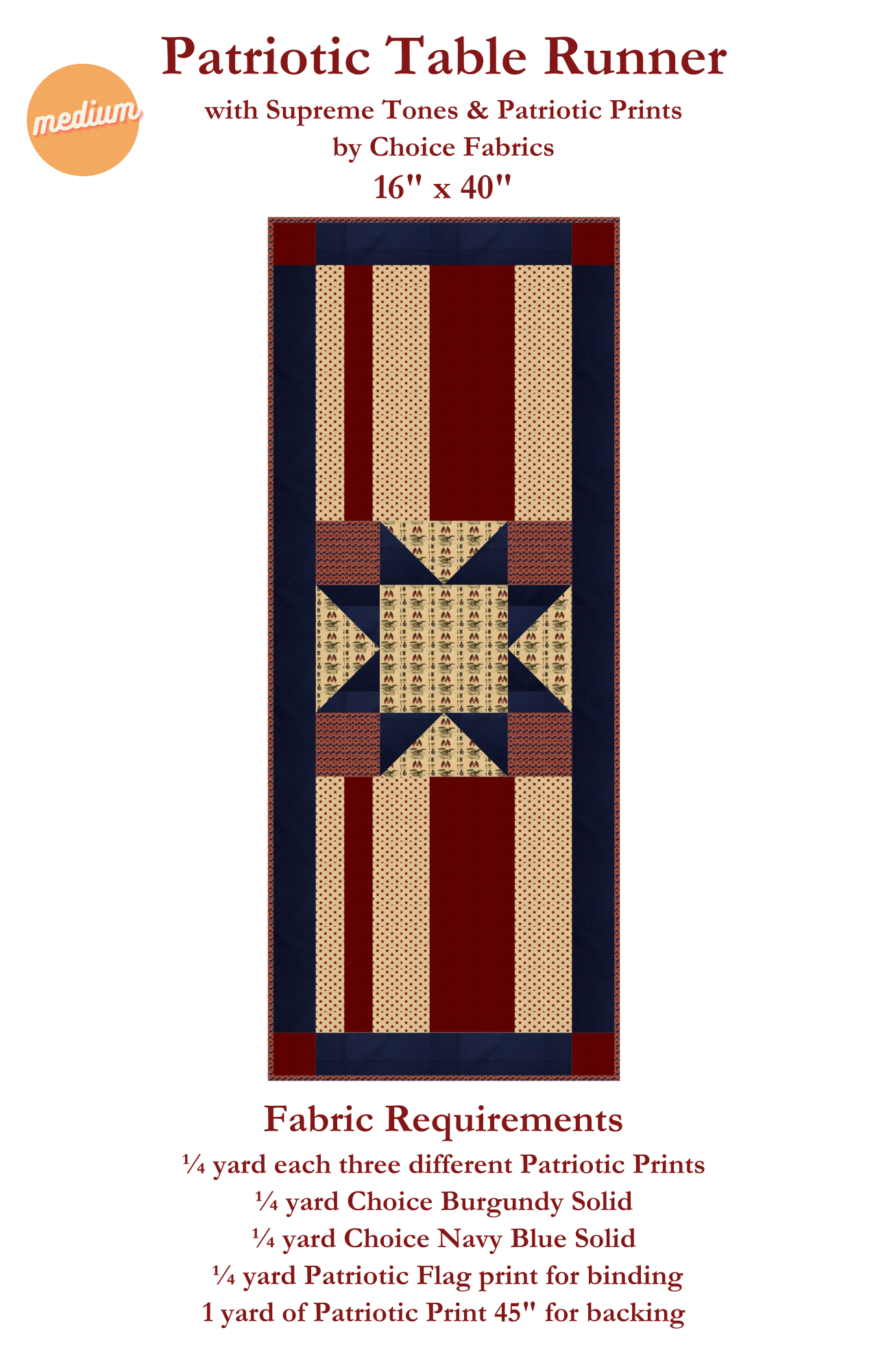 Patriotic Table Runner - Quilt Kit