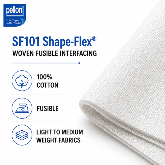 Pellon® SF101 Shape-Flex® Fusible Woven Cotton Interfacing – 20" x 10 Yard Bolt (Black)