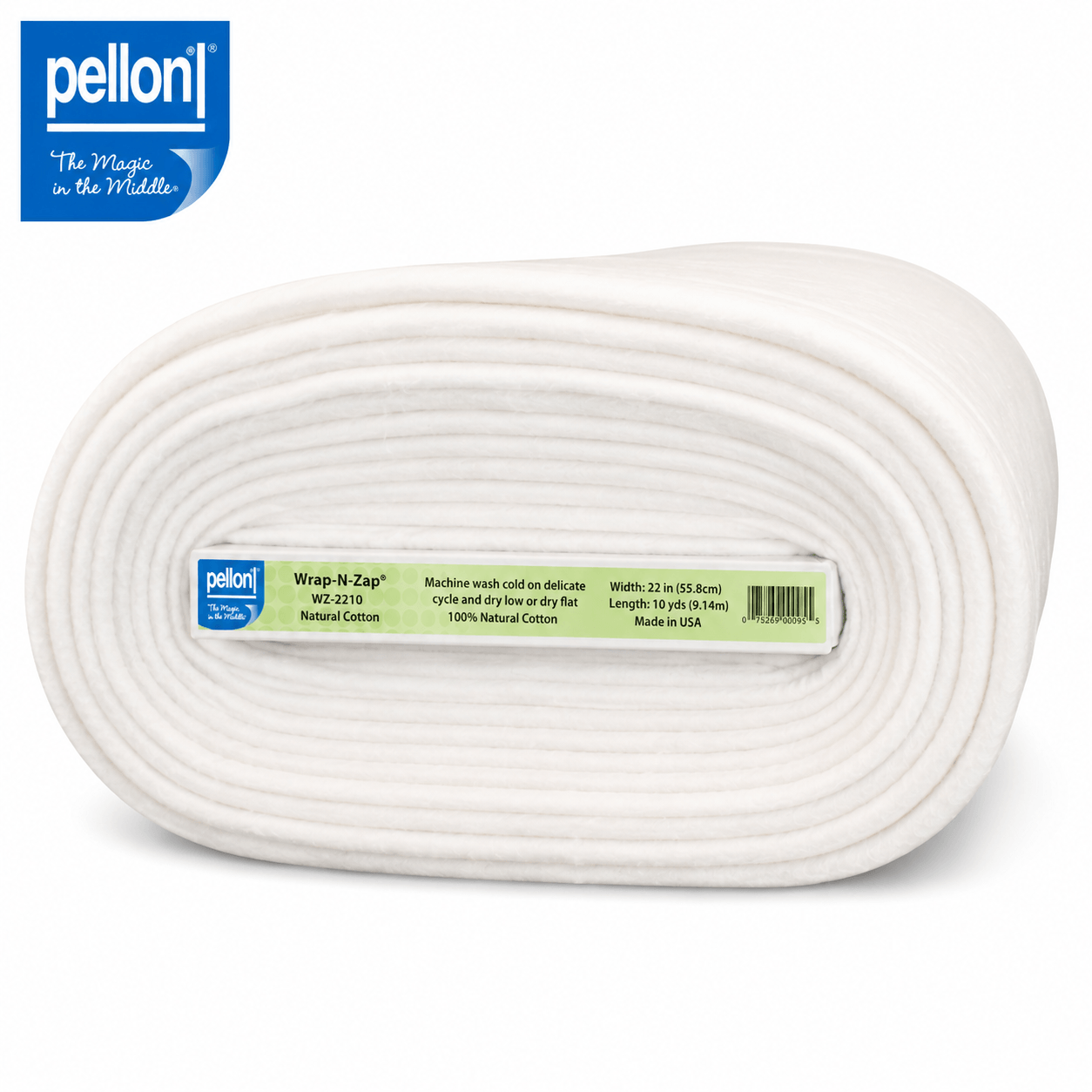 Pellon® Wrap-N-Zap® Microwaveable 100% Cotton Batting – 22" x 10 Yard Bolt
