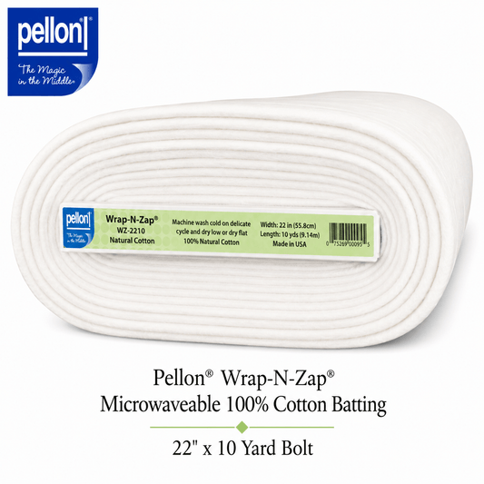 Pellon® Wrap-N-Zap® Microwaveable 100% Cotton Batting – 22" x 10 Yard Bolt