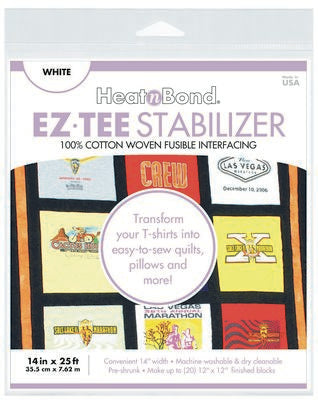 HeatnBond EZ-Tee Fusible T-Shirt Quilt Stabilizer White 14 in x 25 ft