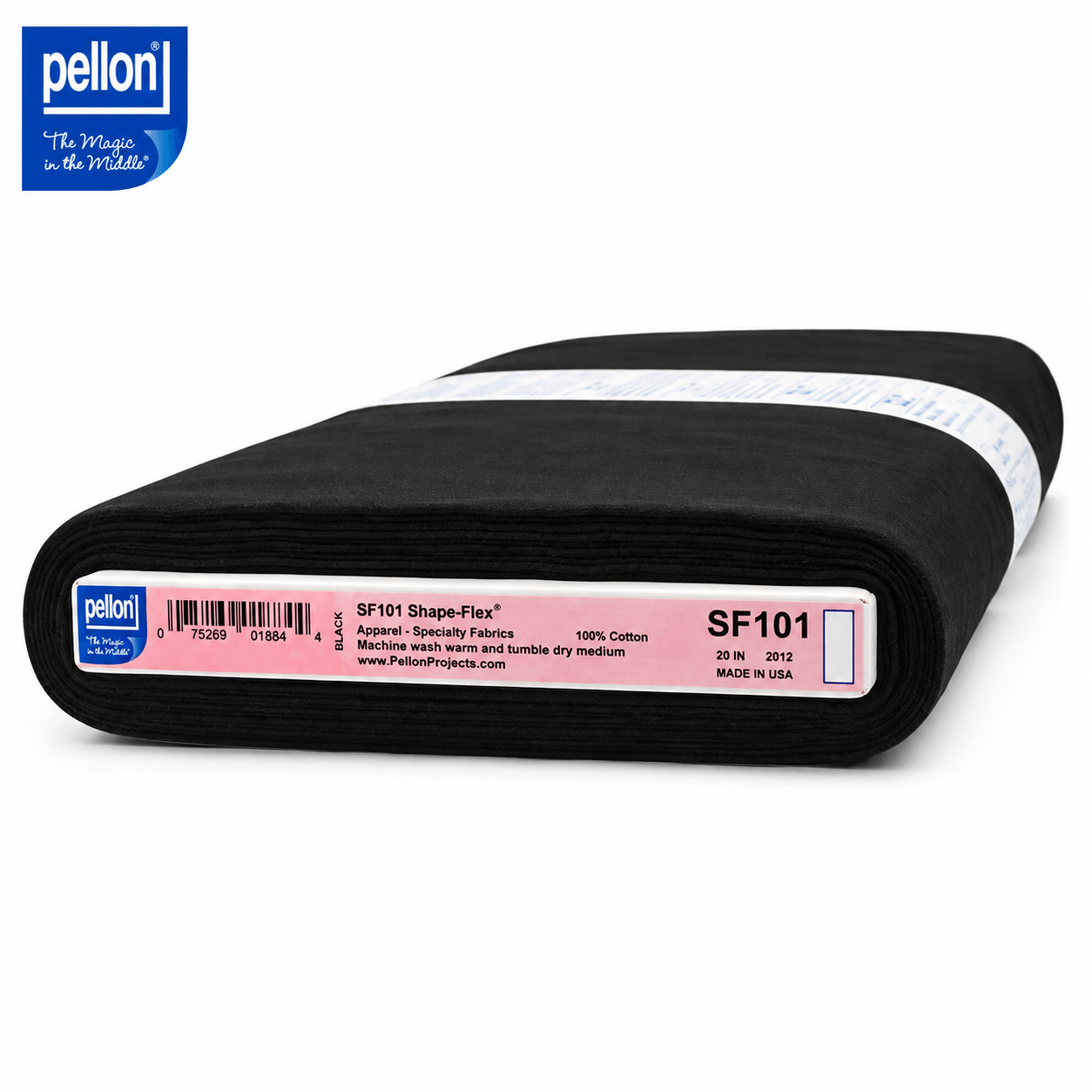 Pellon® SF101 Shape-Flex® Fusible Woven Cotton Interfacing – 20" x 10 Yard Bolt (Black)