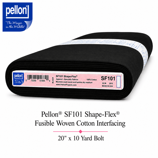 Pellon® SF101 Shape-Flex® Fusible Woven Cotton Interfacing – 20" x 10 Yard Bolt (Black)