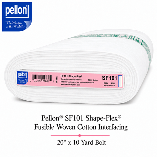 Pellon® SF101 Shape-Flex® Fusible Woven Cotton Interfacing – 20" x 10 Yard Bolt (White)