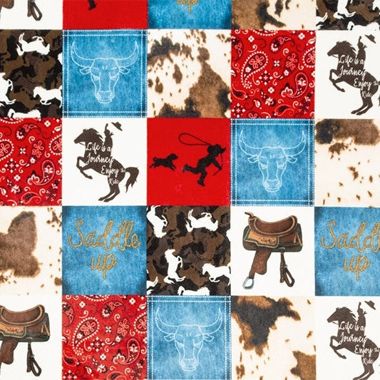 Saddle Up Digital Cuddle Natural 58/60" Fabric Per Yard