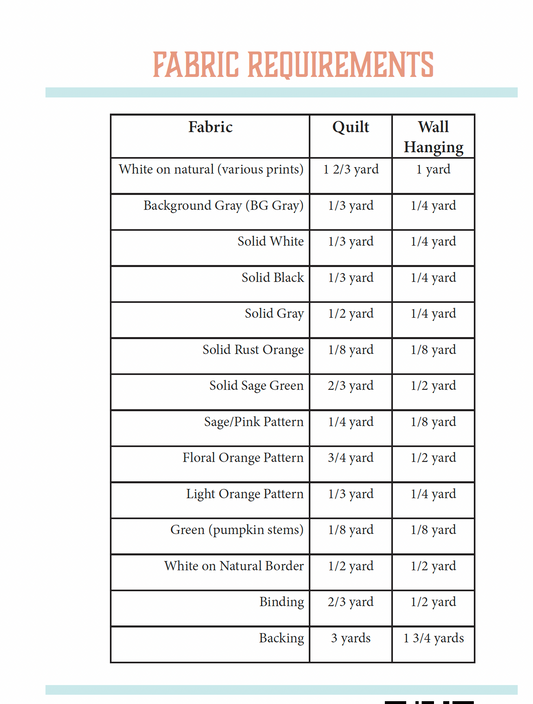 Pumpkin Patchwork Quilt and Wall Hanging Pattern