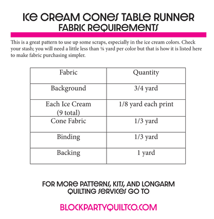 Ice Cream Cone Table Runner Pattern