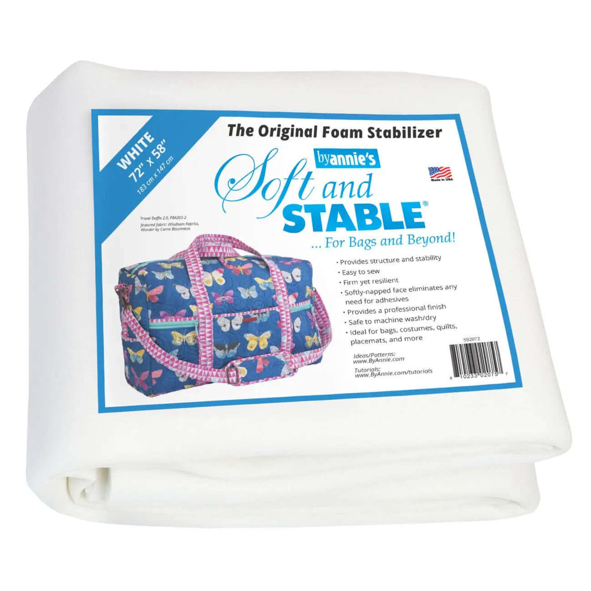 Soft and Stable White 100% Polyester Foam Stabilizer 72" × 58"