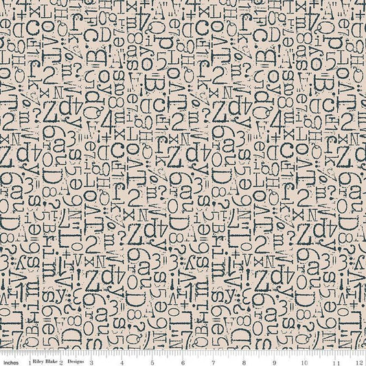 TYPE/ography Vintage Type Blackboard Cotton Wideback Fabric per yard