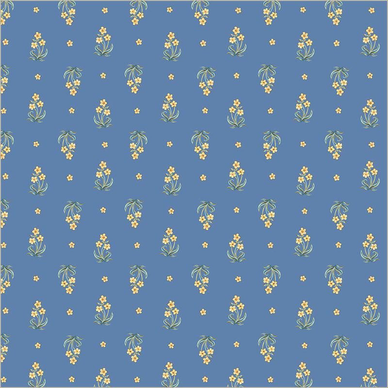 Tapestry Posy Powder Blue Cotton 43/44 Fabric Per Yard