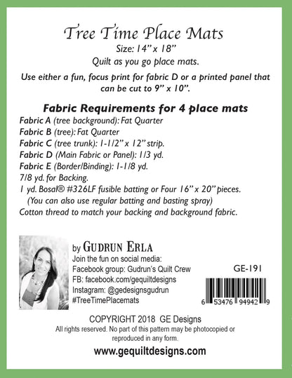 Tree Time Place Mats Pattern 191