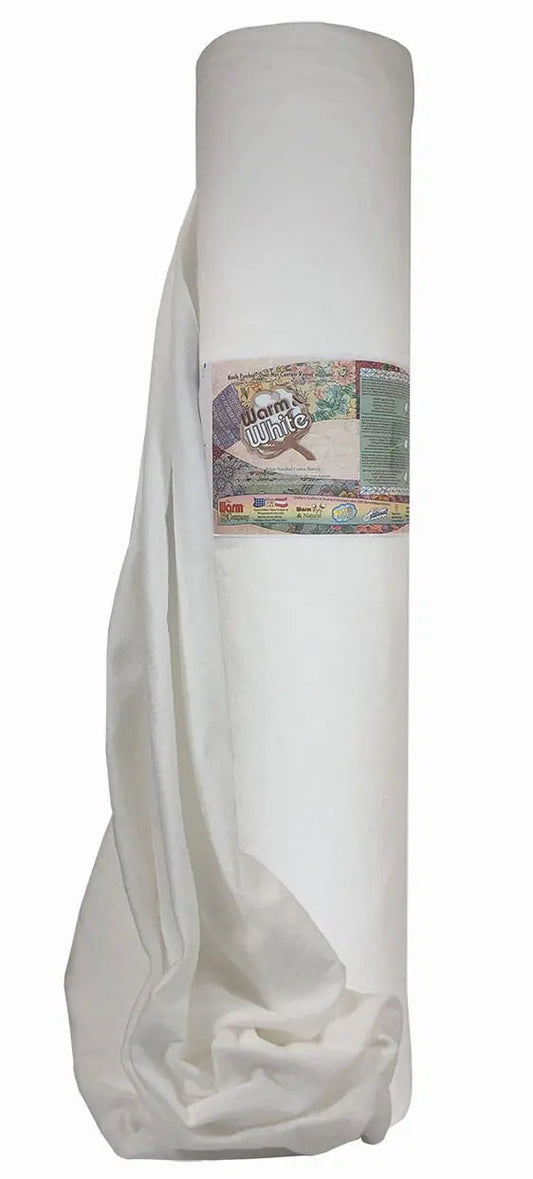 Warm & White 124" x 30 YD Cotton Batting - White Cotton Quilt Batting