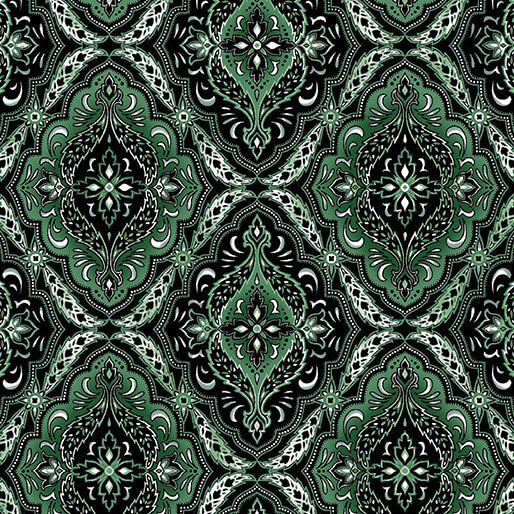 Winterberry Floral - Medallion - Dark Green
