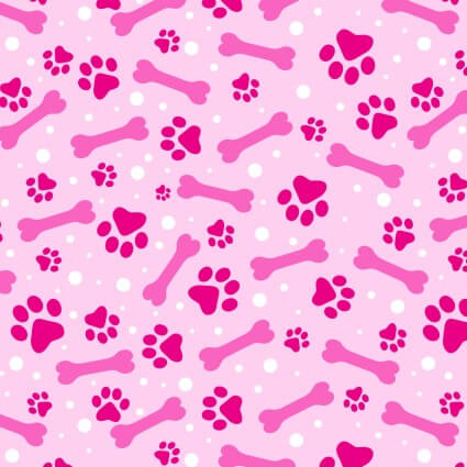 Potpourri of Novelty - Dog Bones & Paw Prints - Pink (3-Yard Pack)