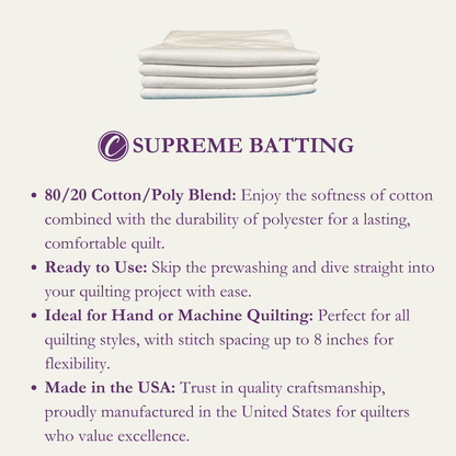 Choice Supreme Batting - 80/20 Cotton/Poly Blend - Crib (46.5" x 60")