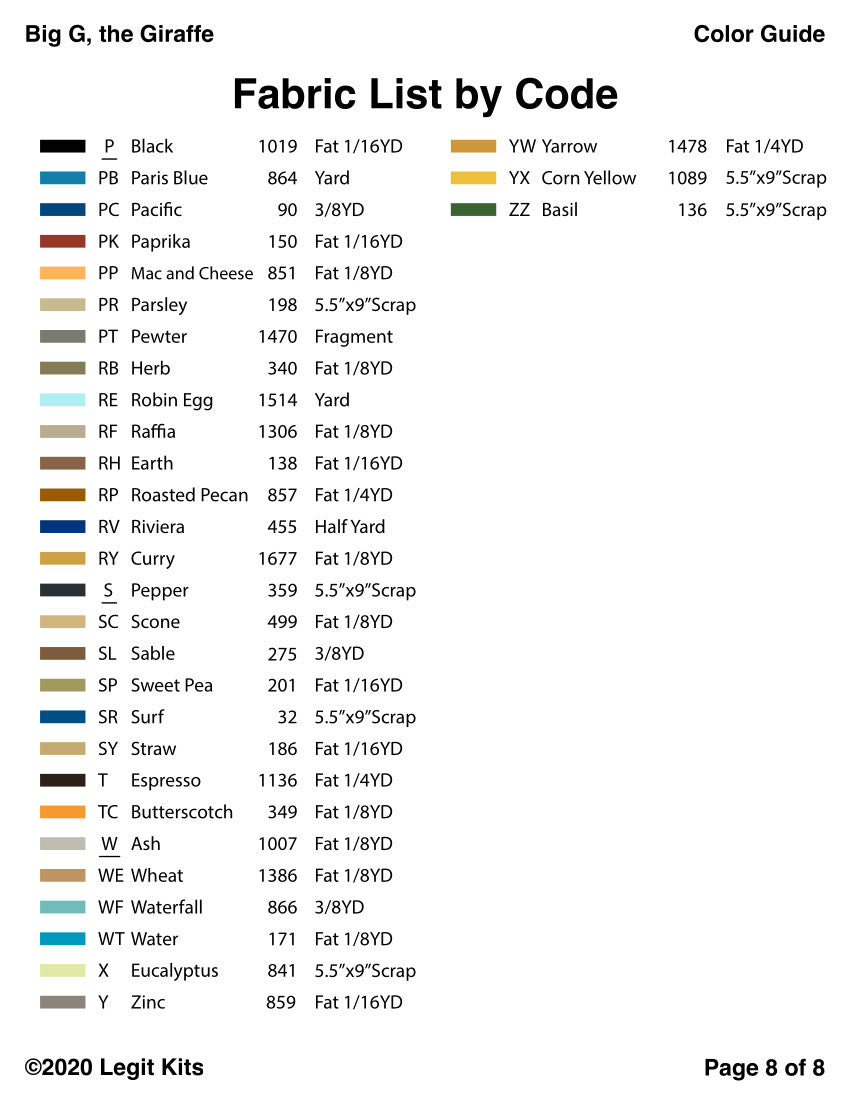 Big G the Giraffe Pattern