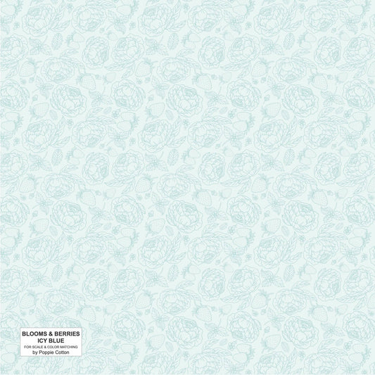 Blooms and Berries - Icy Blue Light Teal