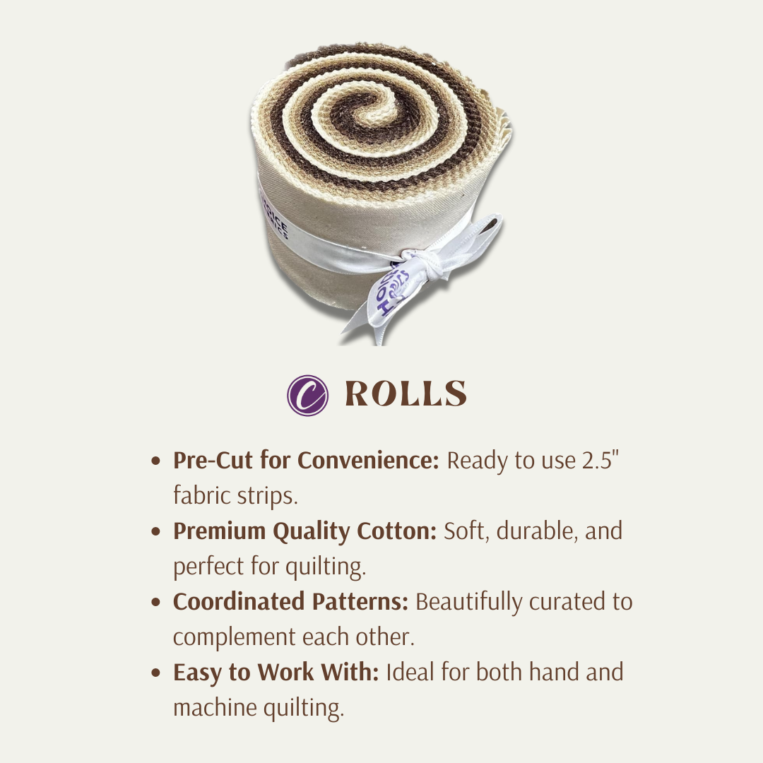 Supreme Solids - 2.5" Roll - Shades of Brown & Tan (20 cuts)