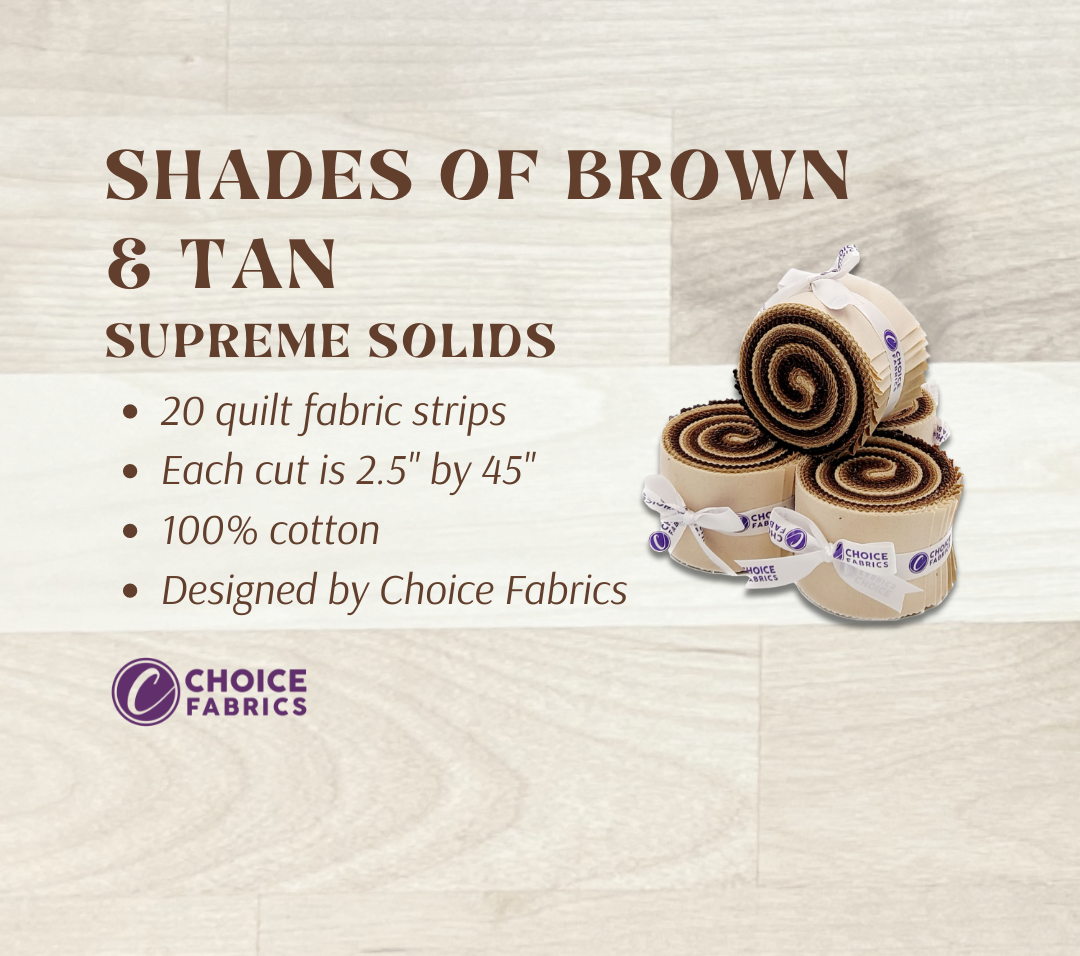 Supreme Solids - 2.5" Roll - Shades of Brown & Tan (20 cuts)