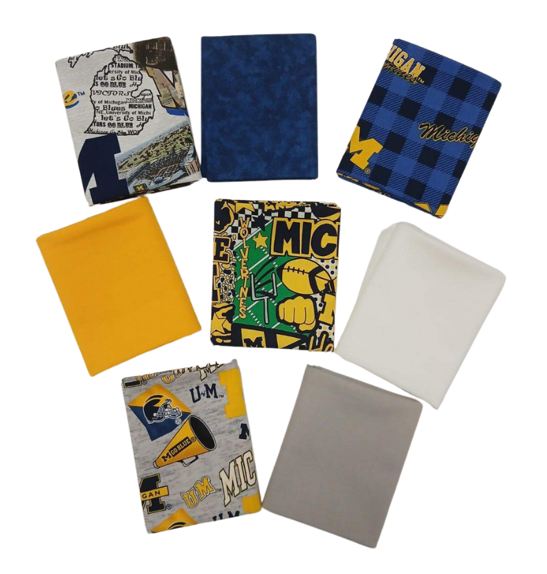 Michigan Wolverines - Fat Quarter Bundle - 16 pack (Maize & Blue)