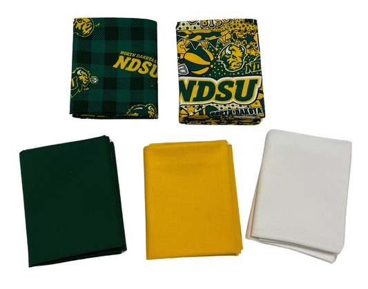 North Dakota State Bison - Fat Quarter Bundle - 20 pack (Green & Yellow)